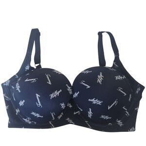 Tommy Hilfiger Navy Blue Spellout Underwire Bra Top 36D Y2K Retro Sporty Indie